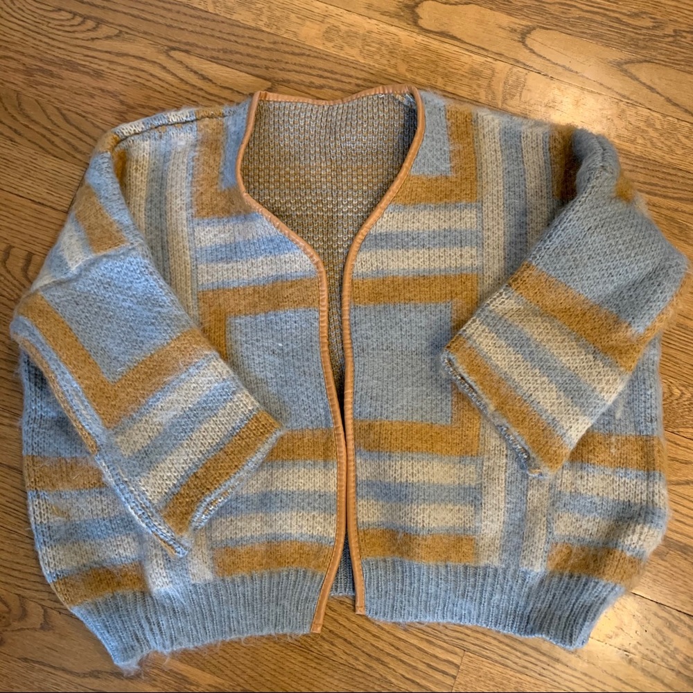 Goodnight Macaroon faux leather trim cardigan